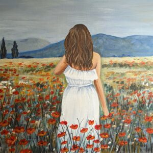 Poppy field painting from the adult art classes