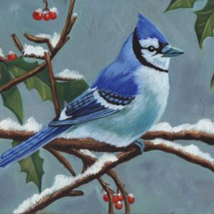 Blue jay artwork representative of the homeschool drawing class